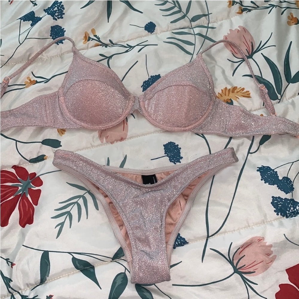 Triangl sparkly pink blush swimsuit bikini set